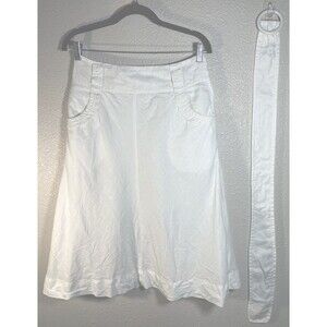 H & M 100% LINEN Fully-Lined Two Pocket Skirt /Removable Matching Belt 29” Waist